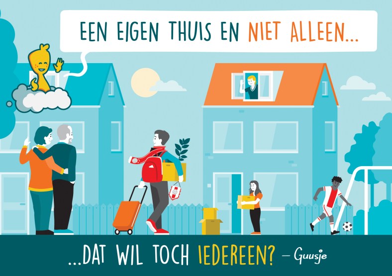 Een Guusje tekening over een jongen die uit huis gaat.